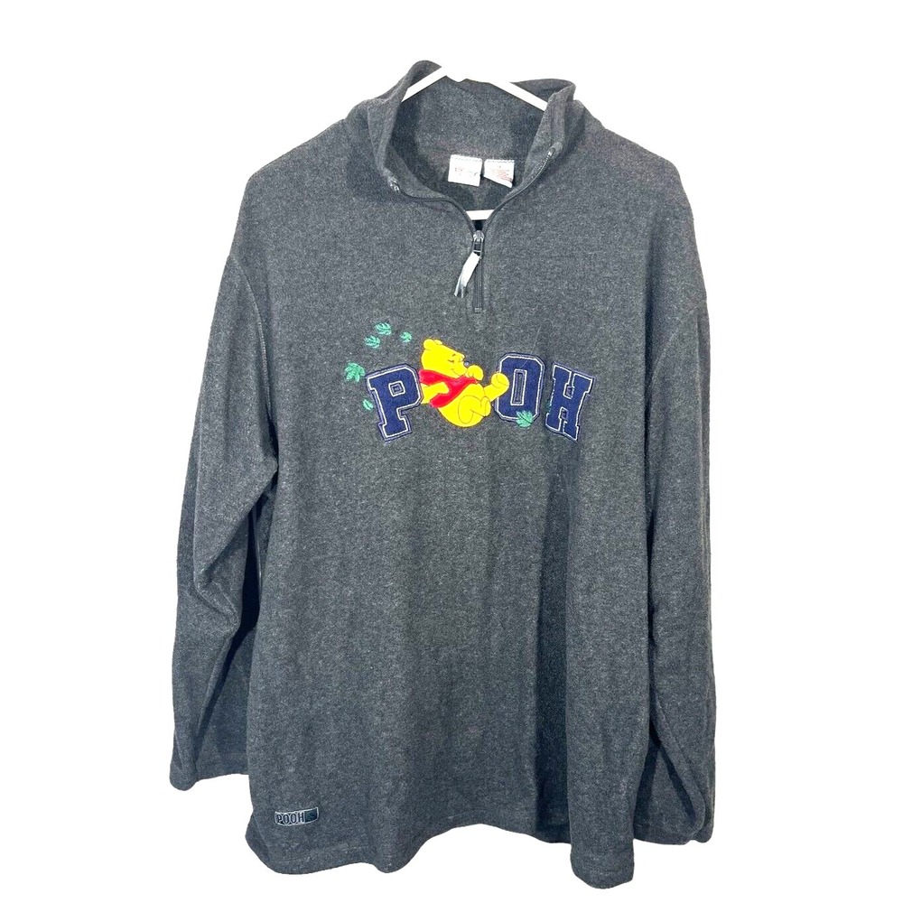 Disney Plus Women's Gray Winnie the Pooh Pullover 1/4 Zip 1X